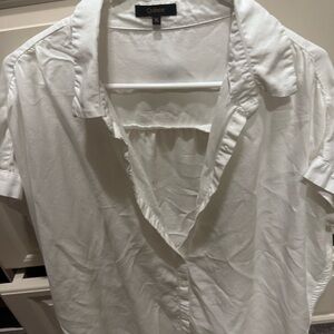 Quince White Casual Short Sleeve Button-Down Shirt